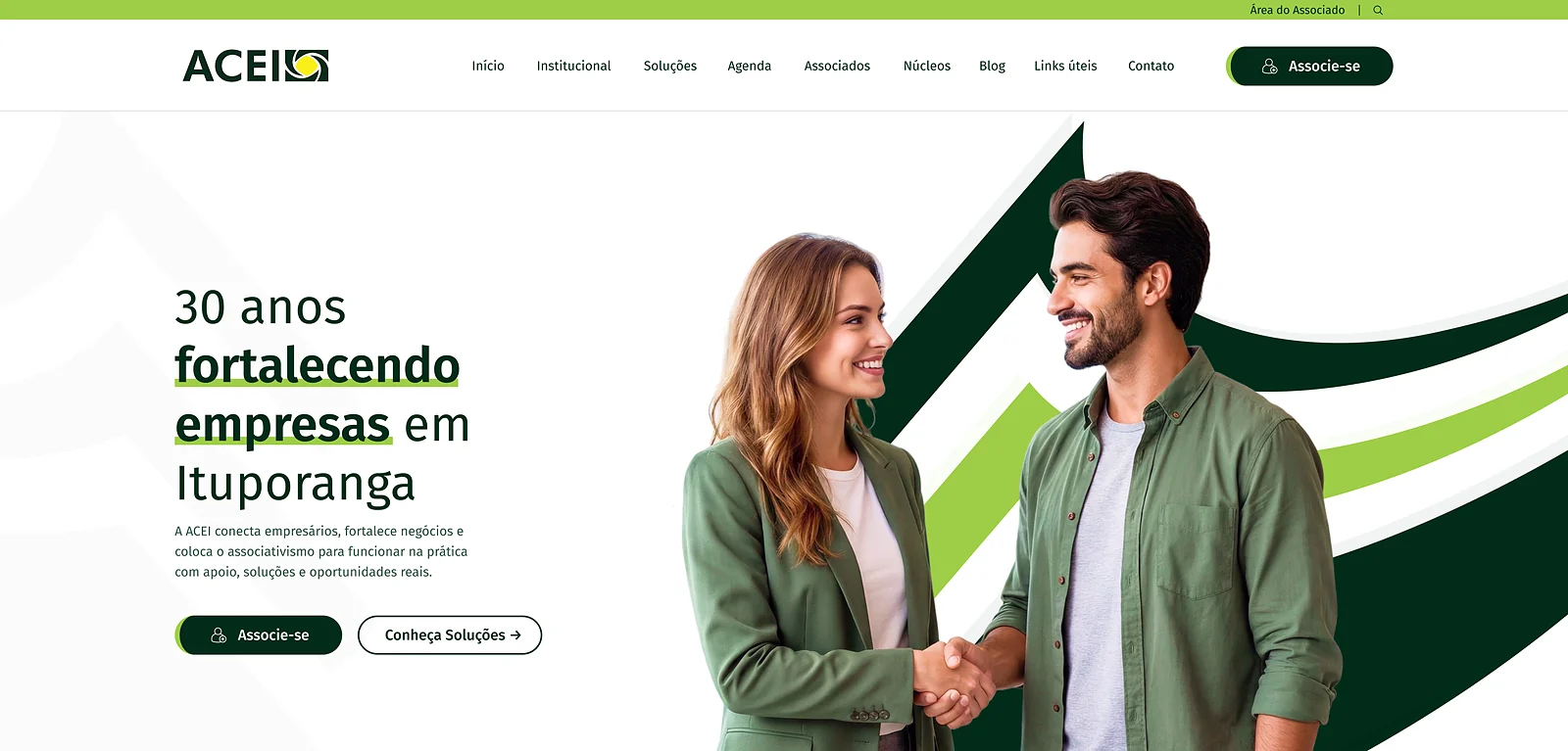 Página inicial do site ACEI Ituporanga, criado pela Altvision Web
