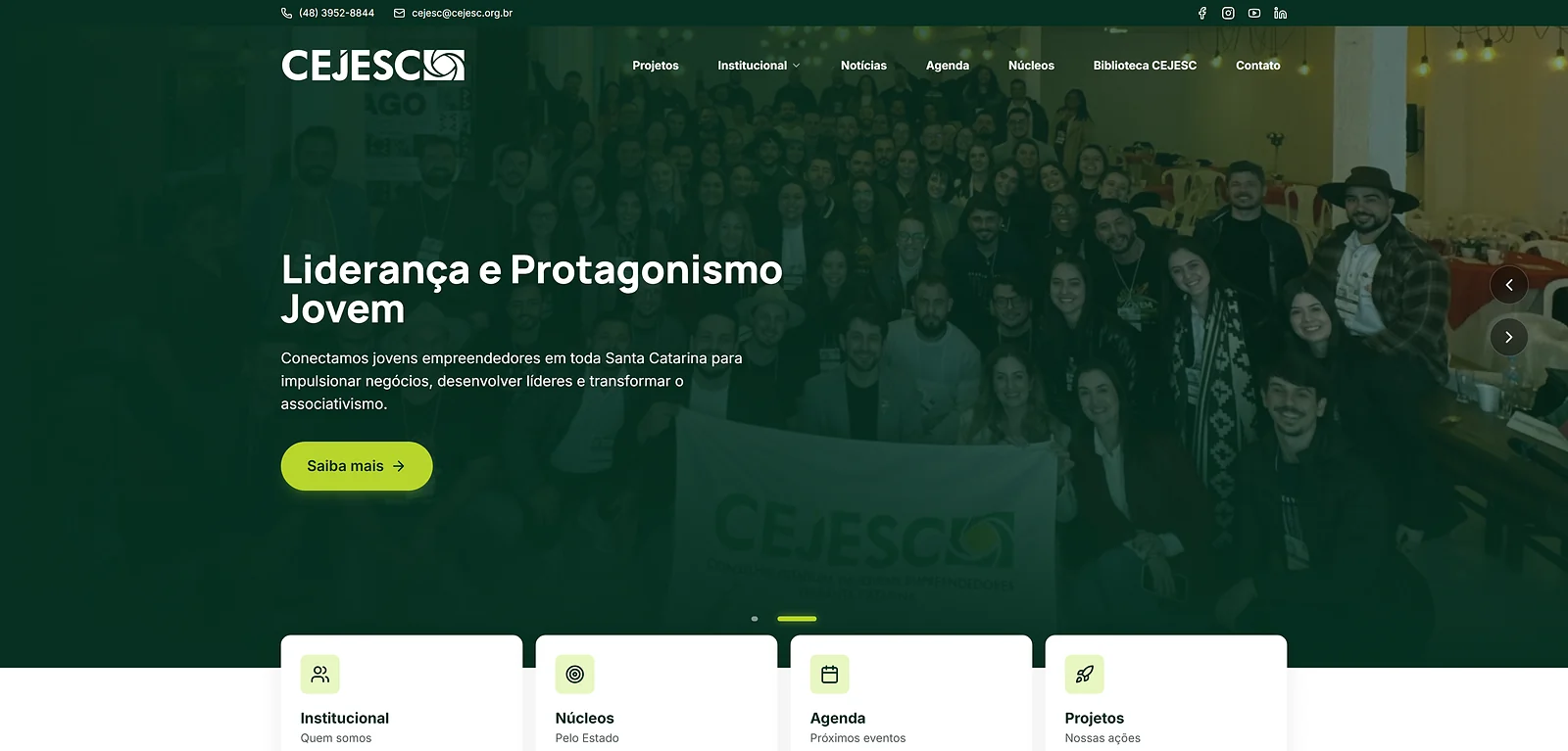 Página inicial do site CEJESC, criado pela Altvision Web